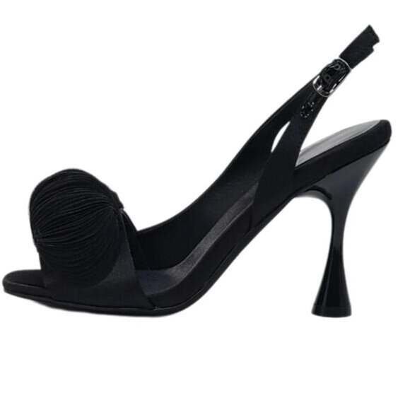 JEFFREY CAMPBELL Size 7 M‎ Duffy Hi Slingback 4" Heel Black Pumps Ruffle Women's - Picture 1 of 10